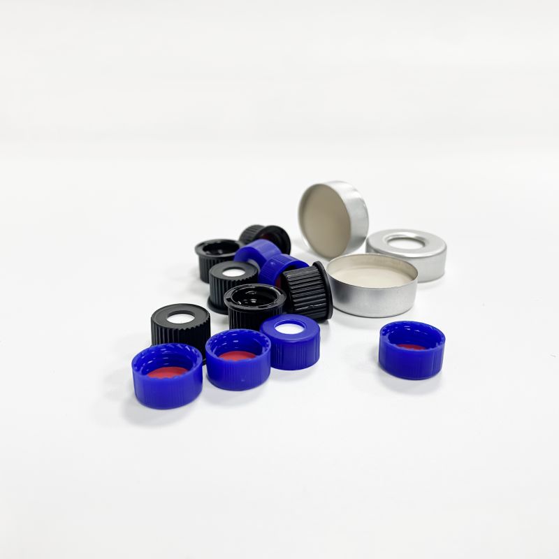 Blue ribbed screw PP cap